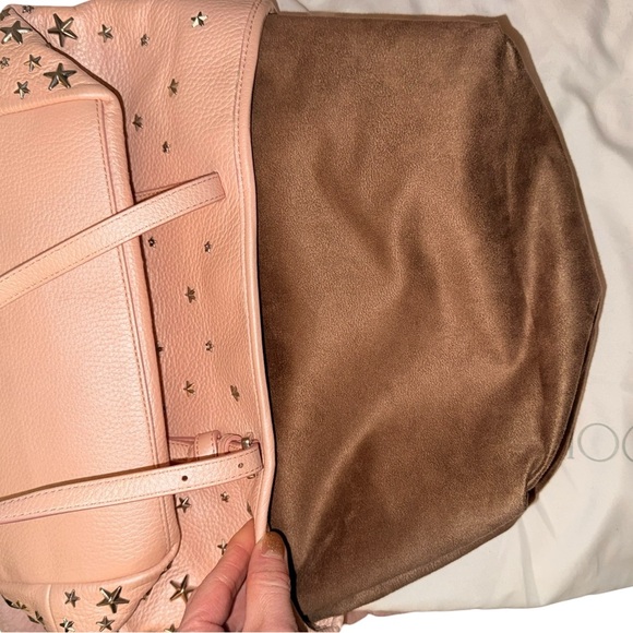 Jimmy Choo Sasha S Star Studded Blush Pink Metallic Tote Bag (EUC) w/ Dustbag - Picture 11 of 16
